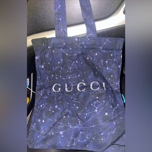 Gucci Womens Constellation Dust Tote Bag 100% Cotton Navy Blue Limited Edition